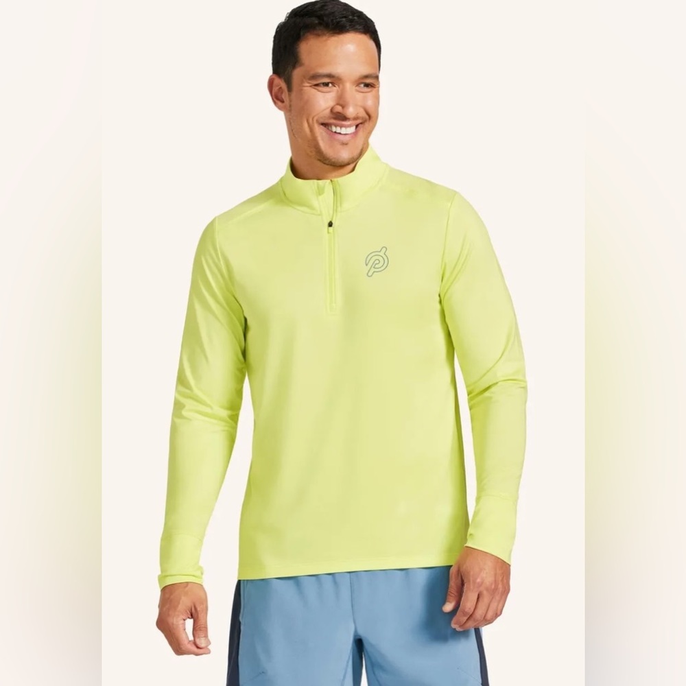 Peloton “Warm Up” ¼-Zip Performance Sunny Lime Jersey- Men's Size Medium.